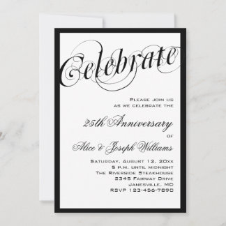 Uitnodiging voor Elegant Black & White Jubileum Pa