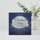 Uitnodiging voor Elegant Blue en Silver-kerstfeest (Staand voorkant)