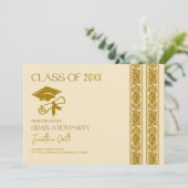 Uitnodiging voor Elegant Gold Graduation Party (Staand voorkant)