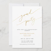 Uitnodiging voor Elegant Gold Script Graduparty (Voorkant)