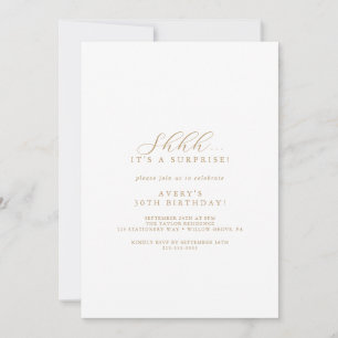 Uitnodiging voor Elegant Gold Script Surprise Part