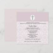 Uitnodiging voor Elegant Pink Damask (Voorkant / Achterkant)