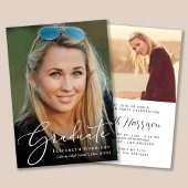 Uitnodiging voor Elegant Script Photo Graduparty