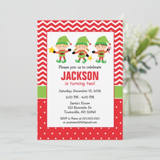 Uitnodiging voor Elf Holiday Party (Staand voorkant)