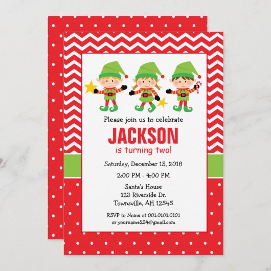 Uitnodiging voor Elf Holiday Party (Voorkant / Achterkant)