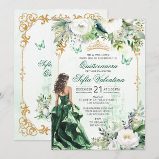 Uitnodiging voor Emerald Green Quinceañera