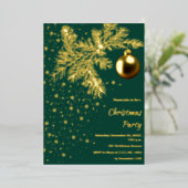Uitnodiging voor emeraldgroen en gouden kerstfeest (Staand Voorkant)