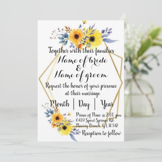 Uitnodiging voor Engelse bruiloft (Staand voorkant)