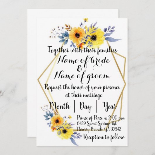 Uitnodiging voor Engelse bruiloft (Voorkant / Achterkant)