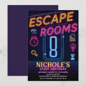 Uitnodiging voor Escape Room Verjaardagsfeestje (Voorkant / Achterkant)