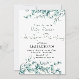 Uitnodiging voor Eucalyptus Greenery Baby shower