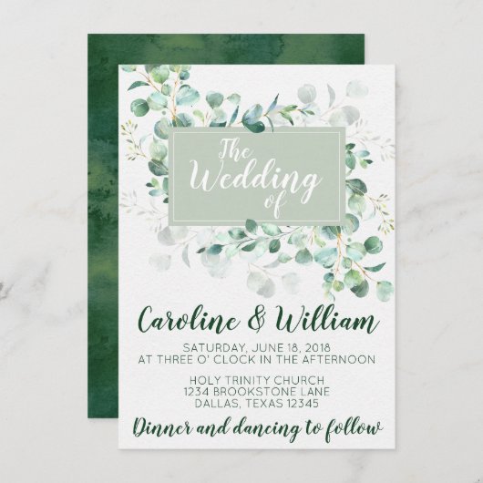 Uitnodiging voor eucalyptusweddenschappen (Voorkant / Achterkant)