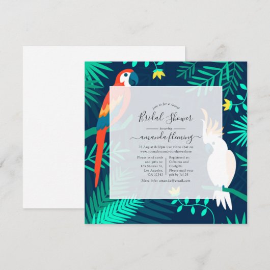 Uitnodiging voor externe tropische virtuele douche (Voorkant / Achterkant)