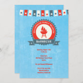 Uitnodiging voor familie reünie barbecue rood wit (Voorkant / Achterkant)