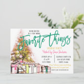 Uitnodiging voor favoriete kerstfeestjes (Staand voorkant)