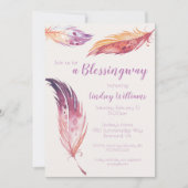 Uitnodiging voor Feather Blessingway Baby Shower (Voorkant)