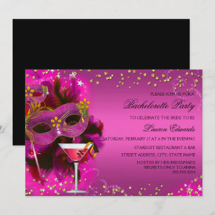 Uitnodiging voor Feather Mask Masquerade Bachelore