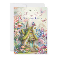 Uitnodiging voor feeënbosfeest met betoverde bloem