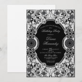 Uitnodiging voor feest met sierlijke bloemen (Voorkant / Achterkant)