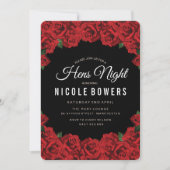 Uitnodiging voor feest van rode rozen hennen (Voorkant)