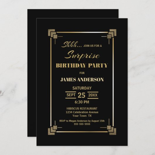 Uitnodiging voor feestdag van de zwarte en goudver (Voorkant / Achterkant)