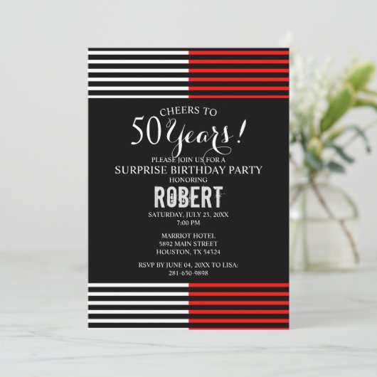 Uitnodiging voor feestdag van de zwarte en rode ve (Staand voorkant)