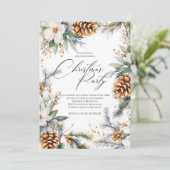 Uitnodiging voor feestelijk kerstfeest | Waterverf (Staand voorkant)