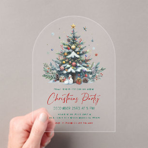 Uitnodiging voor feestelijke kerstboom kerstfeest acryl uitnodigingen
