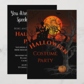 Uitnodiging voor feestelijke Volle Maan Halloween- (Voorkant / Achterkant)