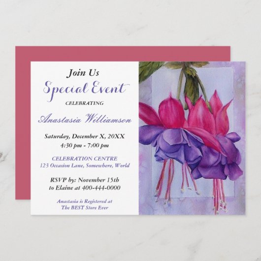 UITNODIGING VOOR FEESTGEBEURTENISSEN (Voorkant / Achterkant)