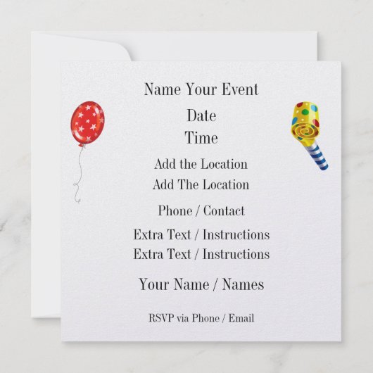 Uitnodiging voor feestviering (Achterkant)