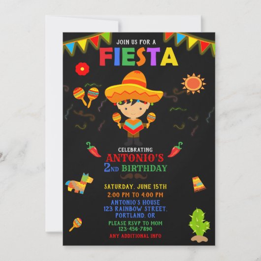 uitnodiging voor Fiesta-verjaardag (Voorkant)