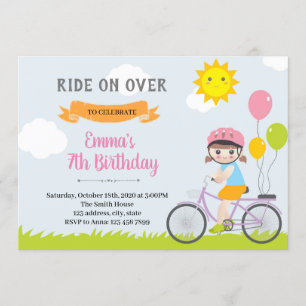 Uitnodiging voor fietsfeestje meisje