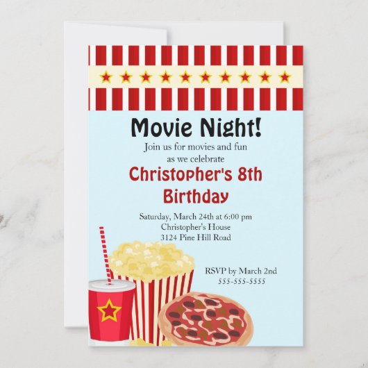 Uitnodiging voor filmliefdadigheidsfeest (Voorkant)