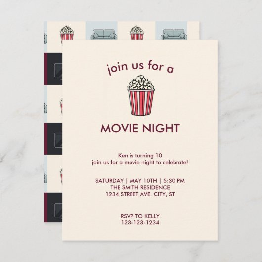 Uitnodiging voor filmliefdadigheidsfeest (Voorkant / Achterkant)