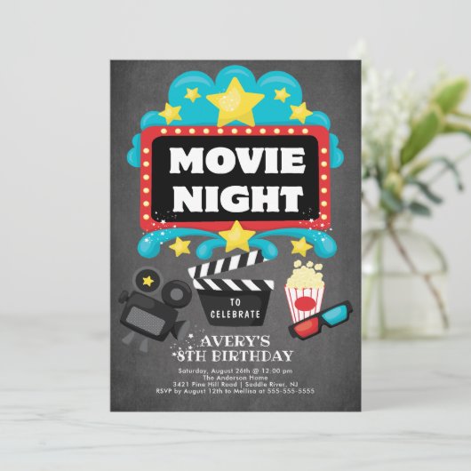 Uitnodiging voor filmliefdadigheidsfeest (Staand voorkant)