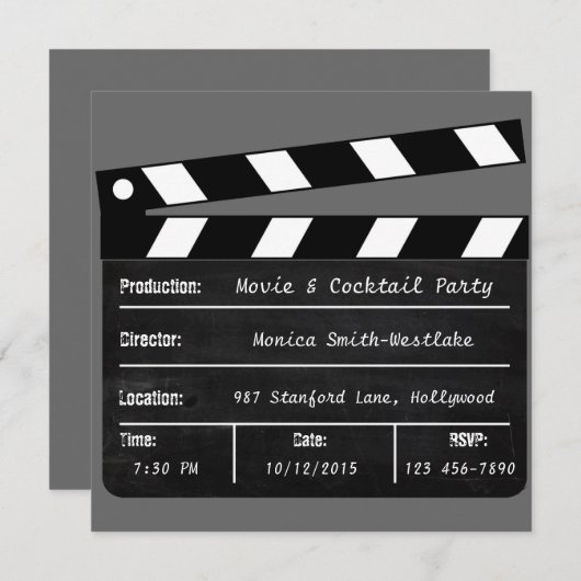Uitnodiging voor films en cocktail (Voorkant / Achterkant)