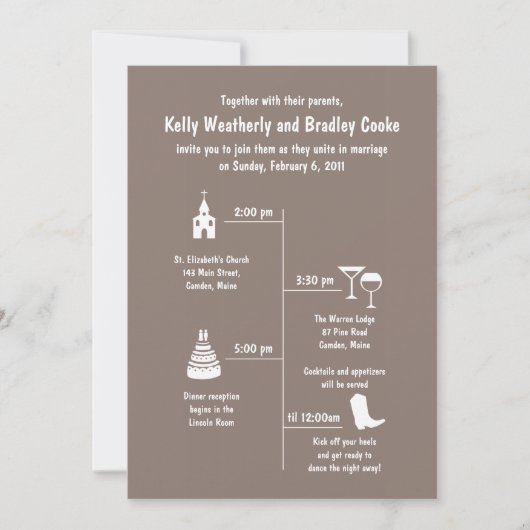 Uitnodiging voor finale en bruine bruiloft (Voorkant)