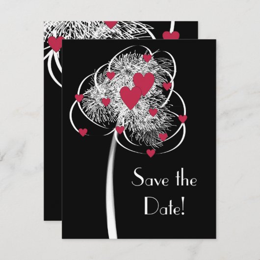 Uitnodiging voor 'Fireworks & Hearts Tree' om de d (Voorkant / Achterkant)