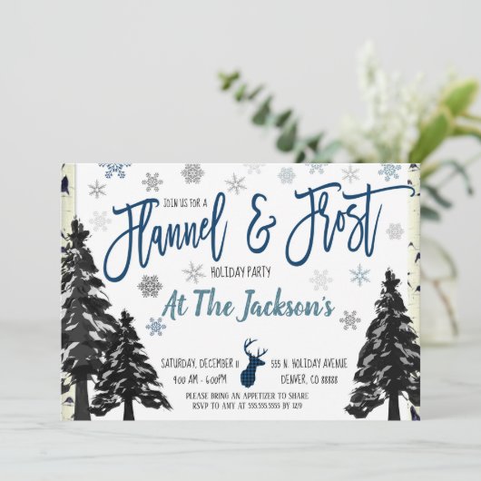 Uitnodiging voor Flannel en Frost-feest (Staand voorkant)