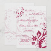 uitnodiging voor Floral White en Red Wedding (Voorkant / Achterkant)