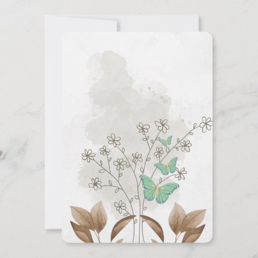 Uitnodiging voor florale en vlinderbruiloft van le (Achterkant)