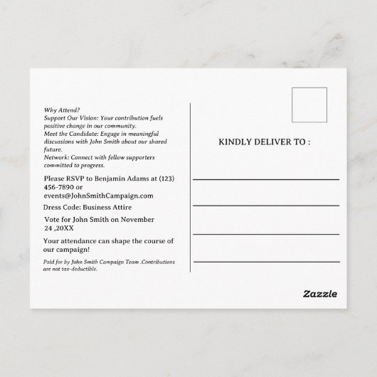 Uitnodiging voor fondsenwerving in het kader van p (Achterkant)