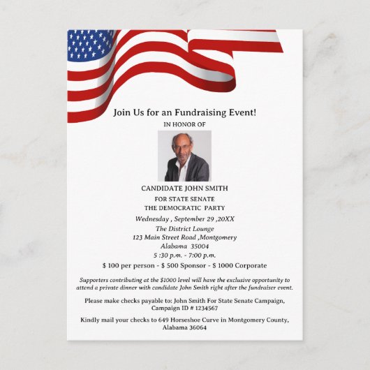 Uitnodiging voor fondsenwerving in het kader van p (Voorkant)