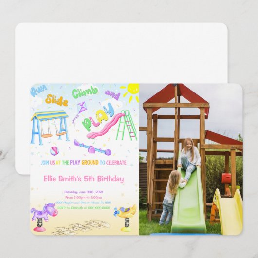 Uitnodiging voor foto's op speelplaats (Voorkant / Achterkant)