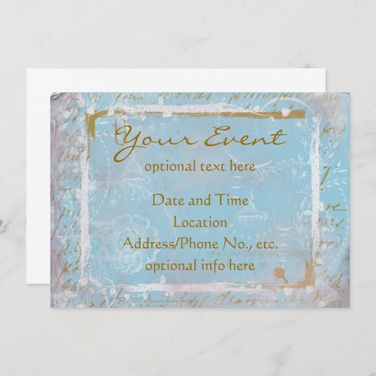  uitnodiging voor Franse toile & Script No.2 (Voorkant / Achterkant)