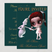 Uitnodiging voor Friendly Ghost Halloween Party (Voorkant / Achterkant)