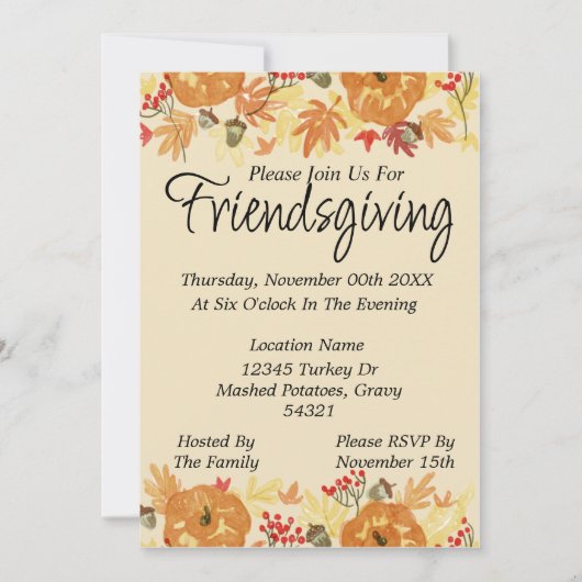 Uitnodiging voor Friendsgiving (Voorkant)