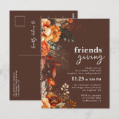 Uitnodiging voor Friendsgiving-diner herfstbloemen (Voorkant / Achterkant)