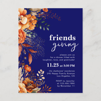 Uitnodiging voor Friendsgiving-diner herfstbloemen